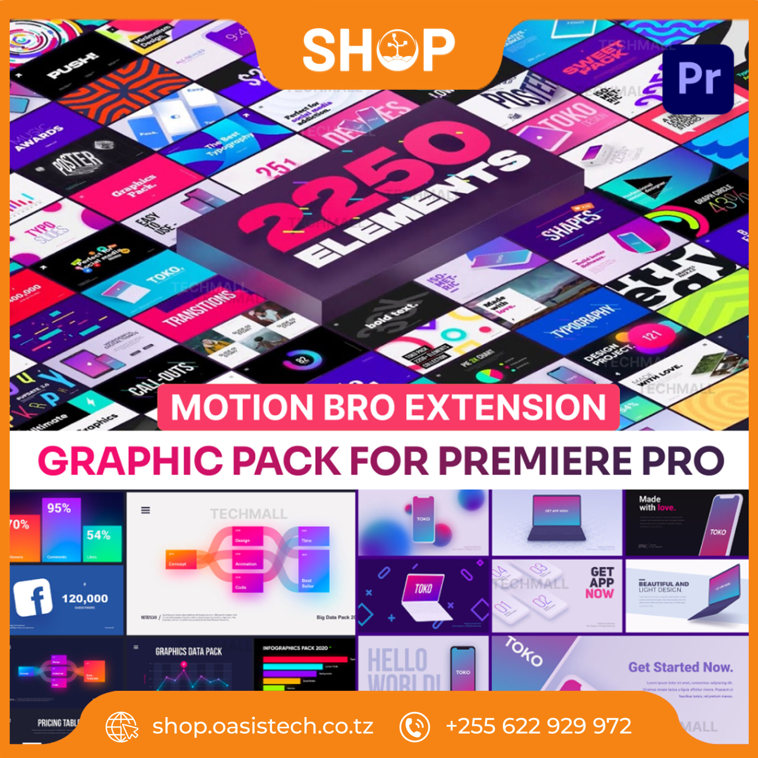 2250+ Graphics Element Toko Pack for Premiere Pro Motion Bro 4 Oasis