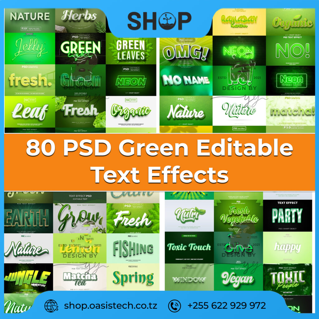 80 PSD Green Editable Text Effects – Oasis Digital Store